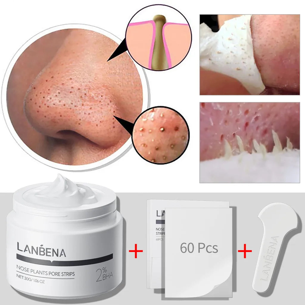 LANBENA Blackhead Remover Nose Pore Strips – Deep Cleansing Oil Control Peel-Off Face Mask (60 Stickers)