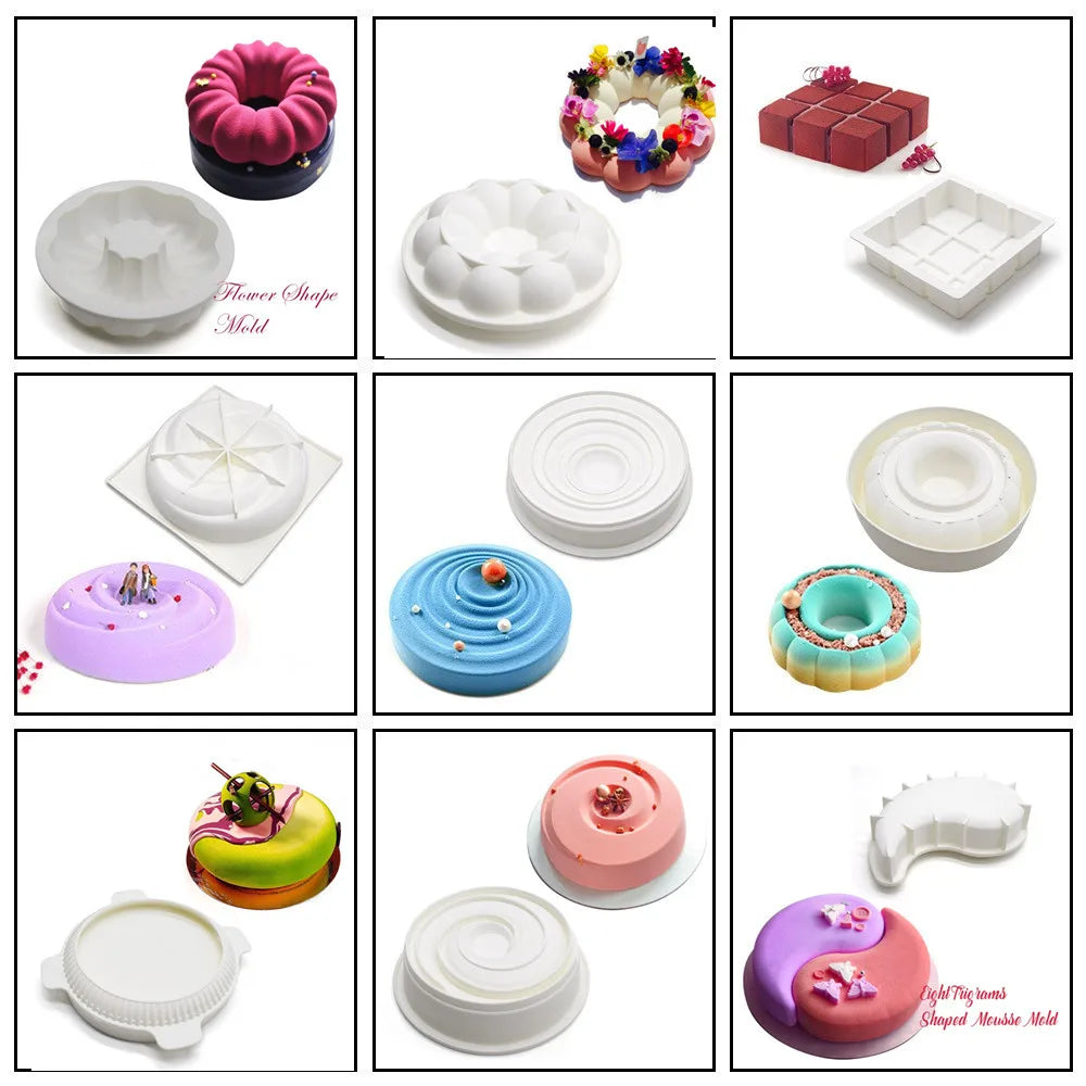 Round Corrugated Big Flower Silicone Mousse Cake Mold – Taiji French Dessert Baking & Chocolate Pudding Tool