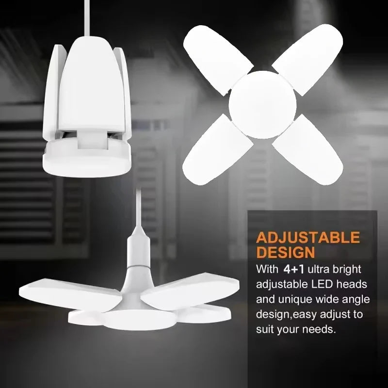 E27 Foldable Fan Shape LED Bulb – 85-265V Energy Saving Ceiling Light for Home, Garage, Warehouse & Living Room Lighting