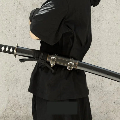 Fashion PU Leather Cosplay Sword Holder Belt – Samurai Anime Costume Accessory for Secure Sword Carry & Roleplay Outfit