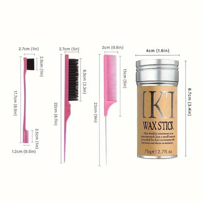 Hair Wax Stick for Kids & Women – Slick Back Gel Pomade with Brush for Toddler Flyaways & Wig Styling