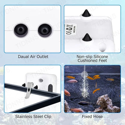 Aquarium Fish Tank Oxygen Pump – Dual-Purpose USB Rechargeable Air Pump with 6000mAh Lithium Battery, Portable & Mute