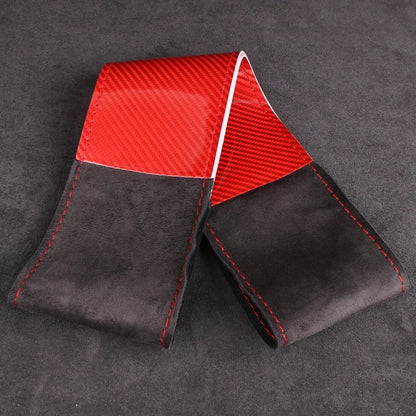 Dual-Tone Carbon Suede Steering Wheel Cover — Non-Slip, Soft Comfort, Universal Fit for Round & D-Type Wheels