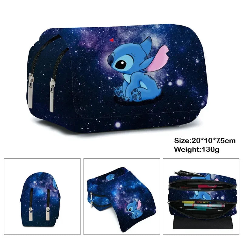 Stitch Fully Printed Flap Pencil Case – Kawaii Anime Stationery Box for School Girls