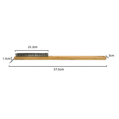 Kitchen Pizza Oven Copper Brush with Wood Handle - Bristle Brass Grill Cleaning Small Brush for Oven Cleaner