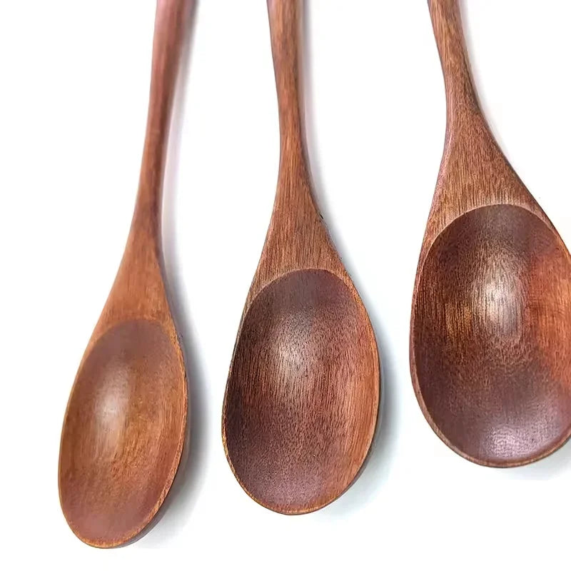 6Pcs Wooden Spoon Set – Natural Wood Kitchen Utensils for Soup, Dessert & Dinner Serving