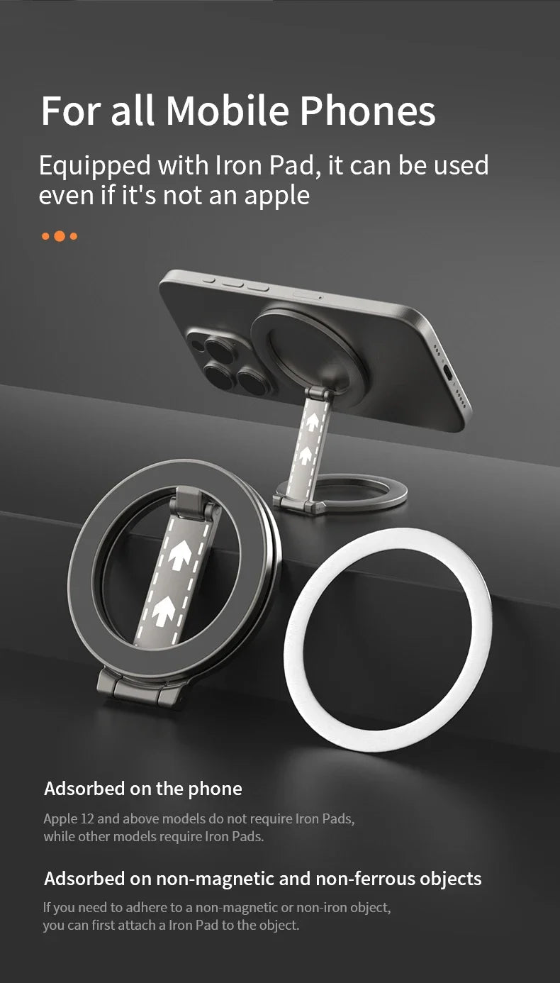 Double-Sided Magnetic Phone Ring Holder – MagSafe Kickstand, Magnet Grip for iPhone 16/15/14, Huawei & Xiaomi