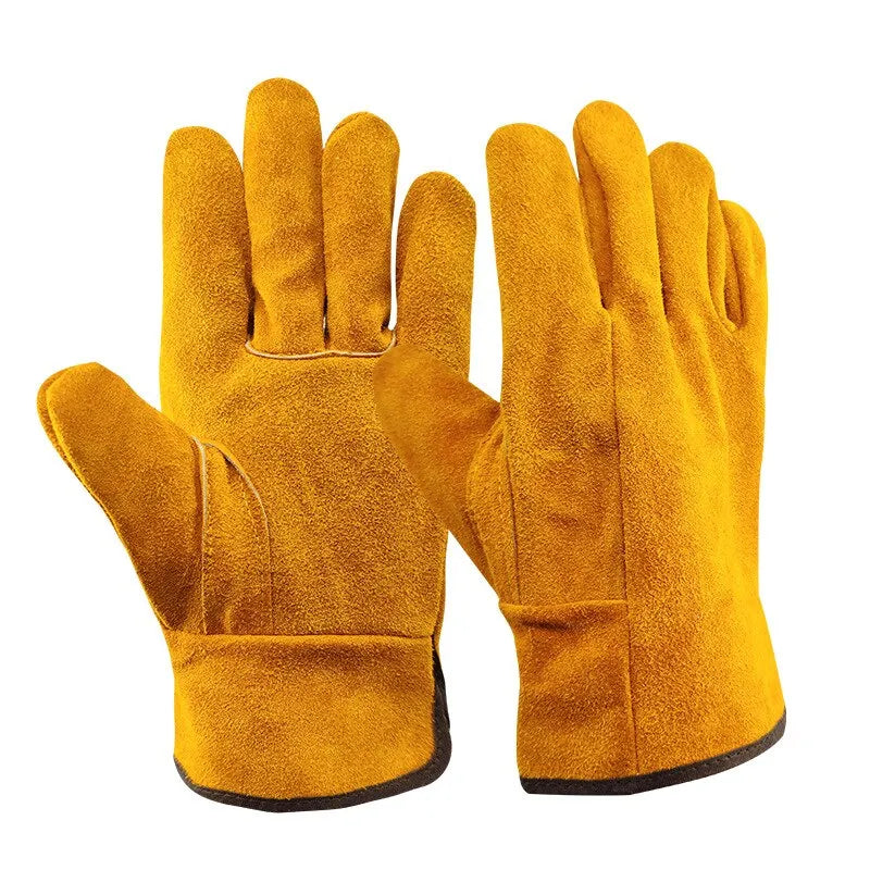 Men's Work Gloves – Soft Cowhide Driver, Hunting, Driving, Farm, Garden & Welding Safety Mechanic Gloves