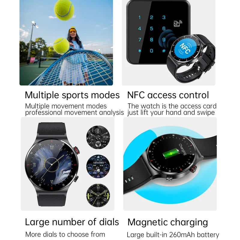 2024 GPS ECG+PPG Smartwatch for Men — Bluetooth Call Sports Bracelet with NFC, Waterproof, Custom Watch Face for iOS & Android