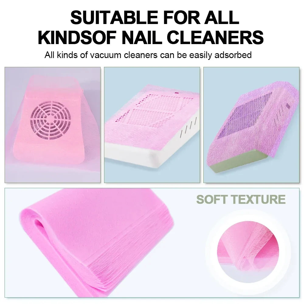 Nail Art Vacuum Dust Collector Filters - 100Pcs Non-Woven Cotton Paper for Manicure Vacuum Cleaners