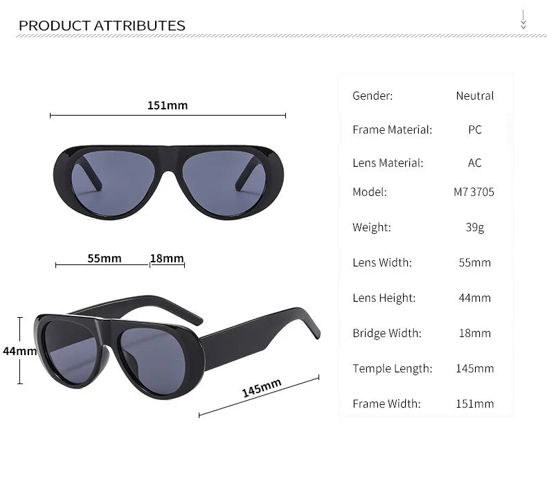 Fashion Retro Oval Large Frame Sunglasses — Minimalist Design UV-Resistant Eyewear for Women