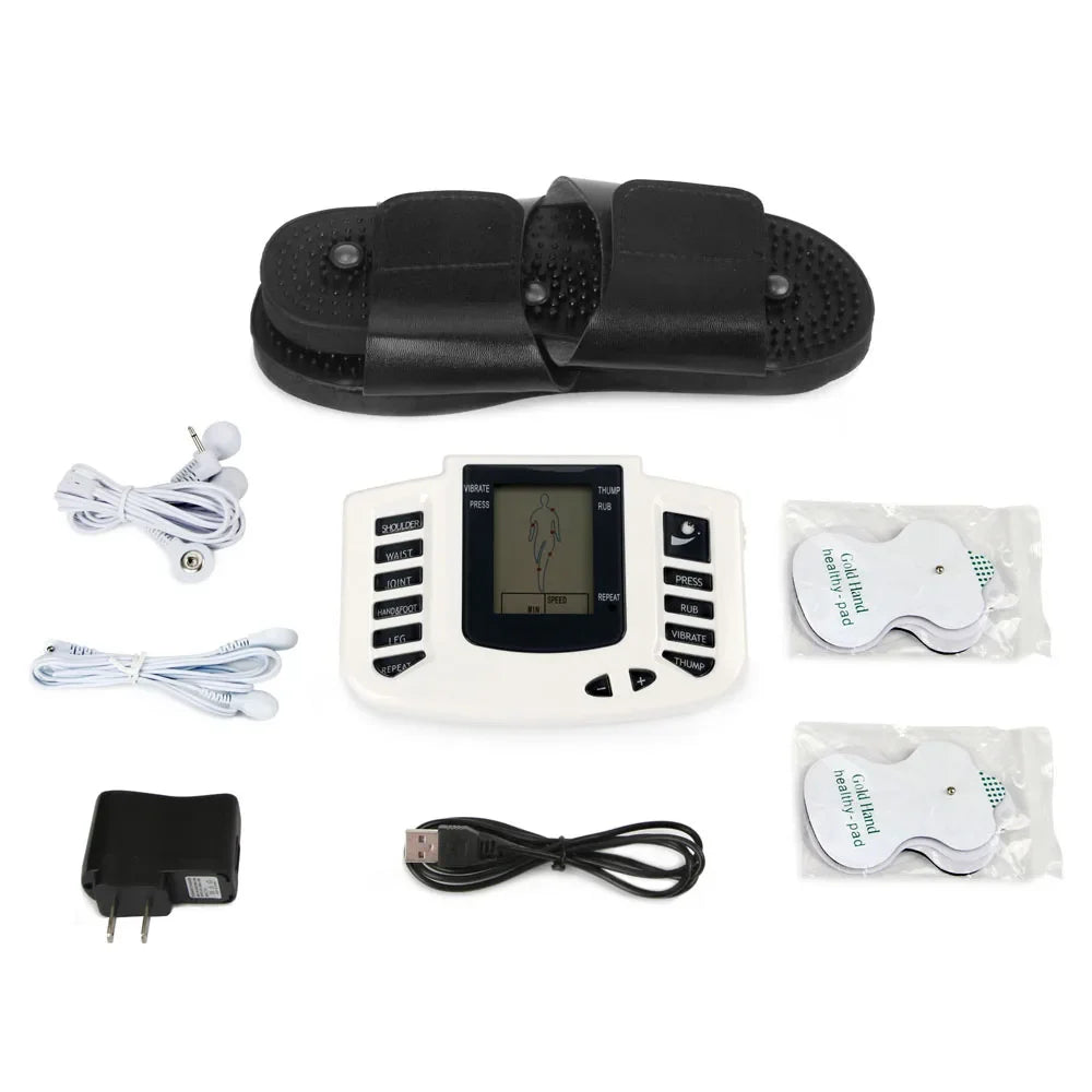 Full Body EMS Muscle Stimulator — Digital TENS Acupuncture Massager with 16 Pads and Meridian Therapy Set