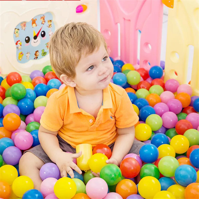 Colorful Baby Plastic Balls — Water Pool & Ocean Wave Balls with Basketball Hoop for Kids, Outdoor Tent Playhouse Toys