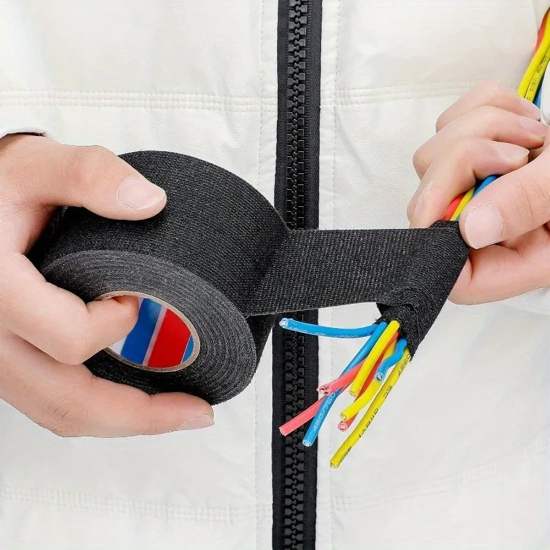 Heat-Resistant Electrical Tape – Waterproof Fabric Cloth Wrap for Auto Wiring, Cable Organizer & Harness Insulation