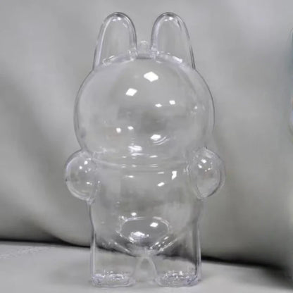 Labubu Transparent Protective Cover – Cute Elf Plushie Display Bag & Mini Portable Storage Box for Stuffed Toys