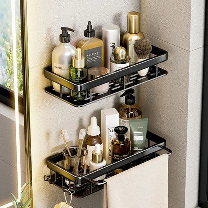 No Drill Wall-Mounted Bathroom Shelf, Shampoo Bottle Shower Corner Rack, Aluminum Toilet & Kitchen Storage Accessory