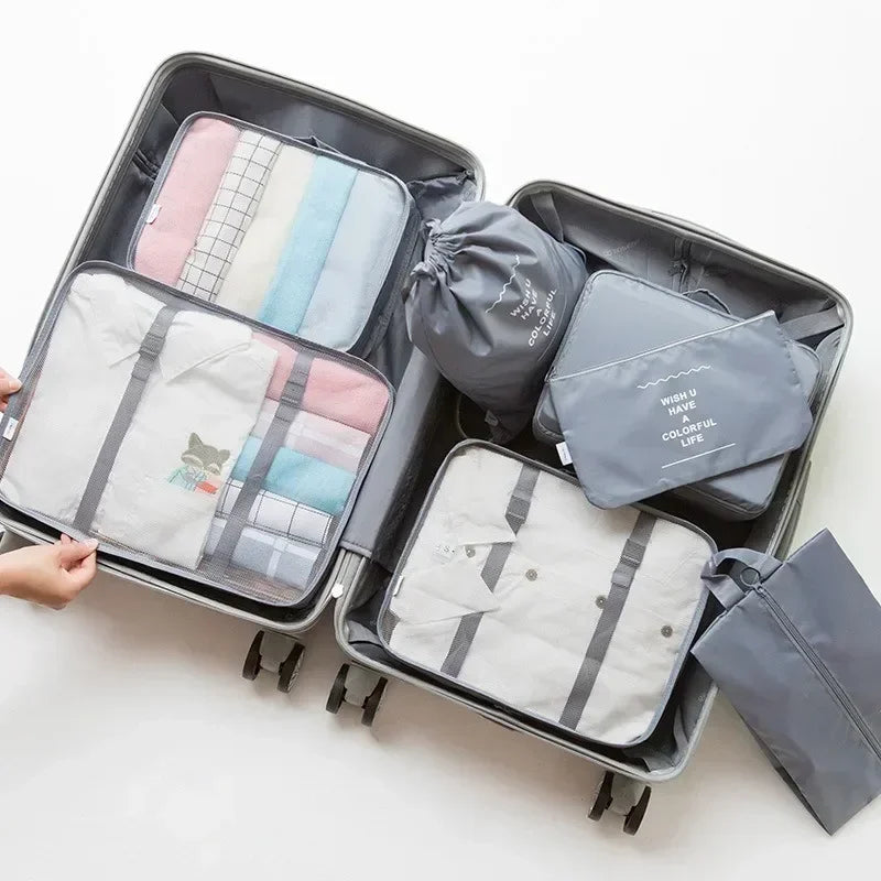 7 Piece Travel Bag Organizer Set - Luggage & Clothing, Shoes, Blanket Packing Cubes & Pouches