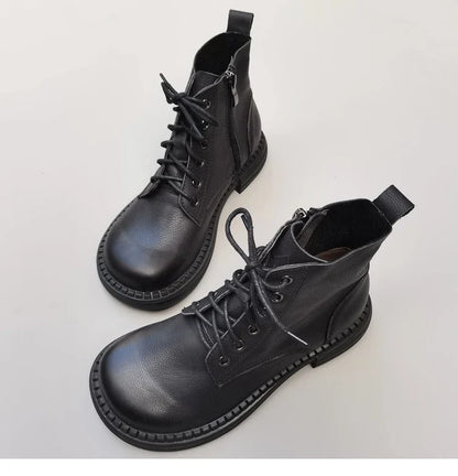 Careaymade 100% Genuine Leather Wide Casual Women’s Short Boots – Big Size, Handmade Men’s Wool Boots