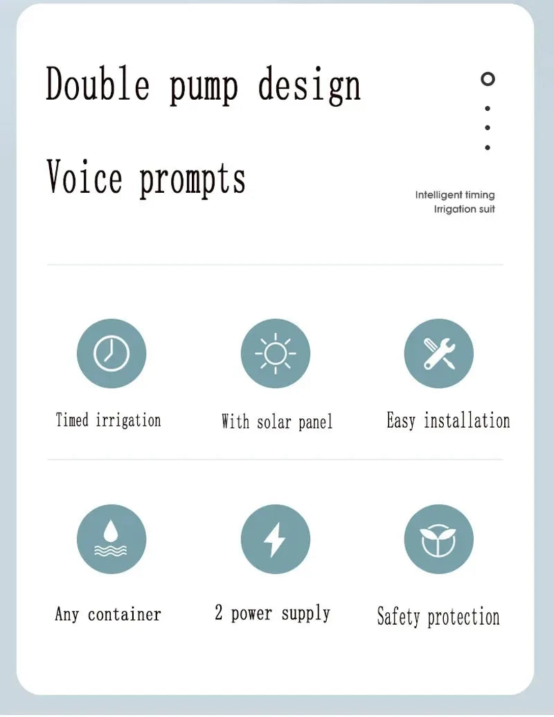 Solar Drip Irrigation System with Dual Pump & Timer | Automatic Plant Watering Device for Gardens