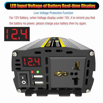 3000W-8000W Pure Sine Wave Power Inverter — DC 12V to AC 220V with Digital Display