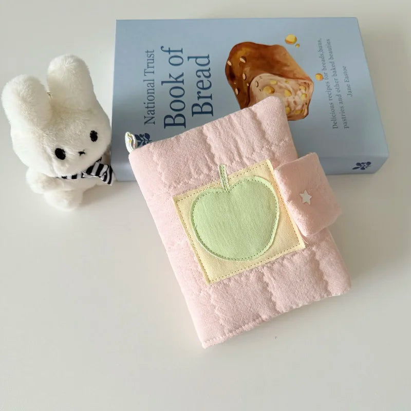 Kawaii A5/A6 Cotton Diary — Handmade Korean Green Apple Book Cover, Pinch Style Notebook, Perfect Gift for Friends