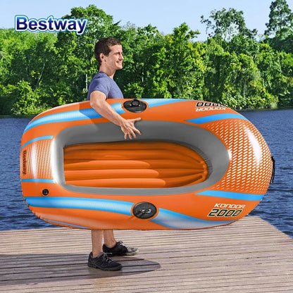 Bestway 61136/61140/61142/61146 Heavy-Duty Inflatable Kayak – 1-3 Person PVC Rafting Boat for Adventure & Thrilling Rides