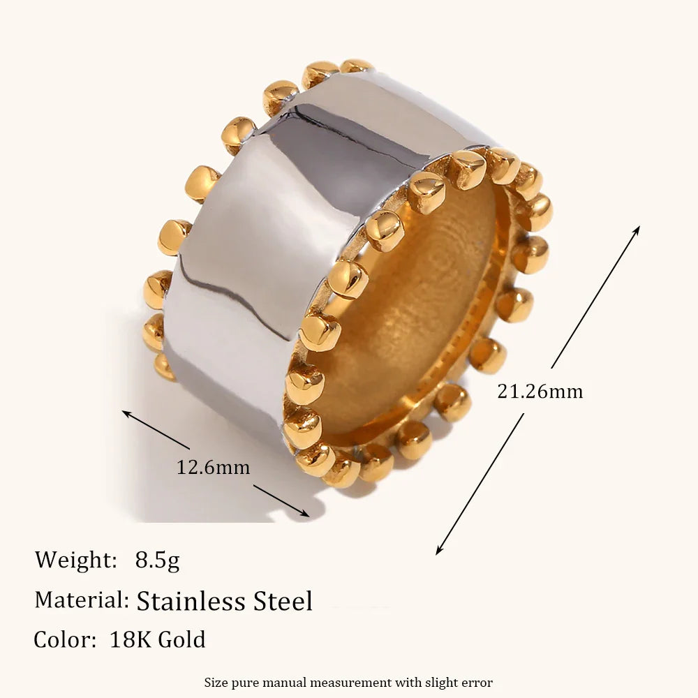 La.Muses Mix Color Round Bead Jewelry Set – Stainless Steel Earrings, Ring & Bracelet High-End Fashion Gift for Women