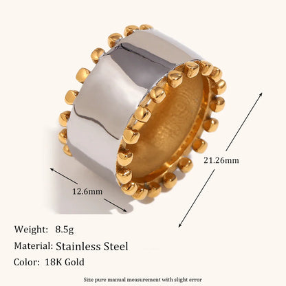 La.Muses Mix Color Round Bead Jewelry Set – Stainless Steel Earrings, Ring & Bracelet High-End Fashion Gift for Women