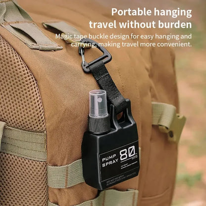 80ml Portable Pump Spray Bottle - Refillable Cosmetic Container with Buckle for Alcohol and Perfume, Ideal for Outdoor Camping and Hiking