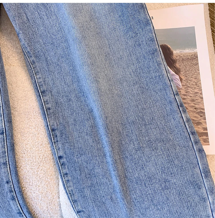 Plus Size Women’s Casual Jeans – Classic Black & Blue Washed Denim for Spring & Autumn, Comfortable & Versatile