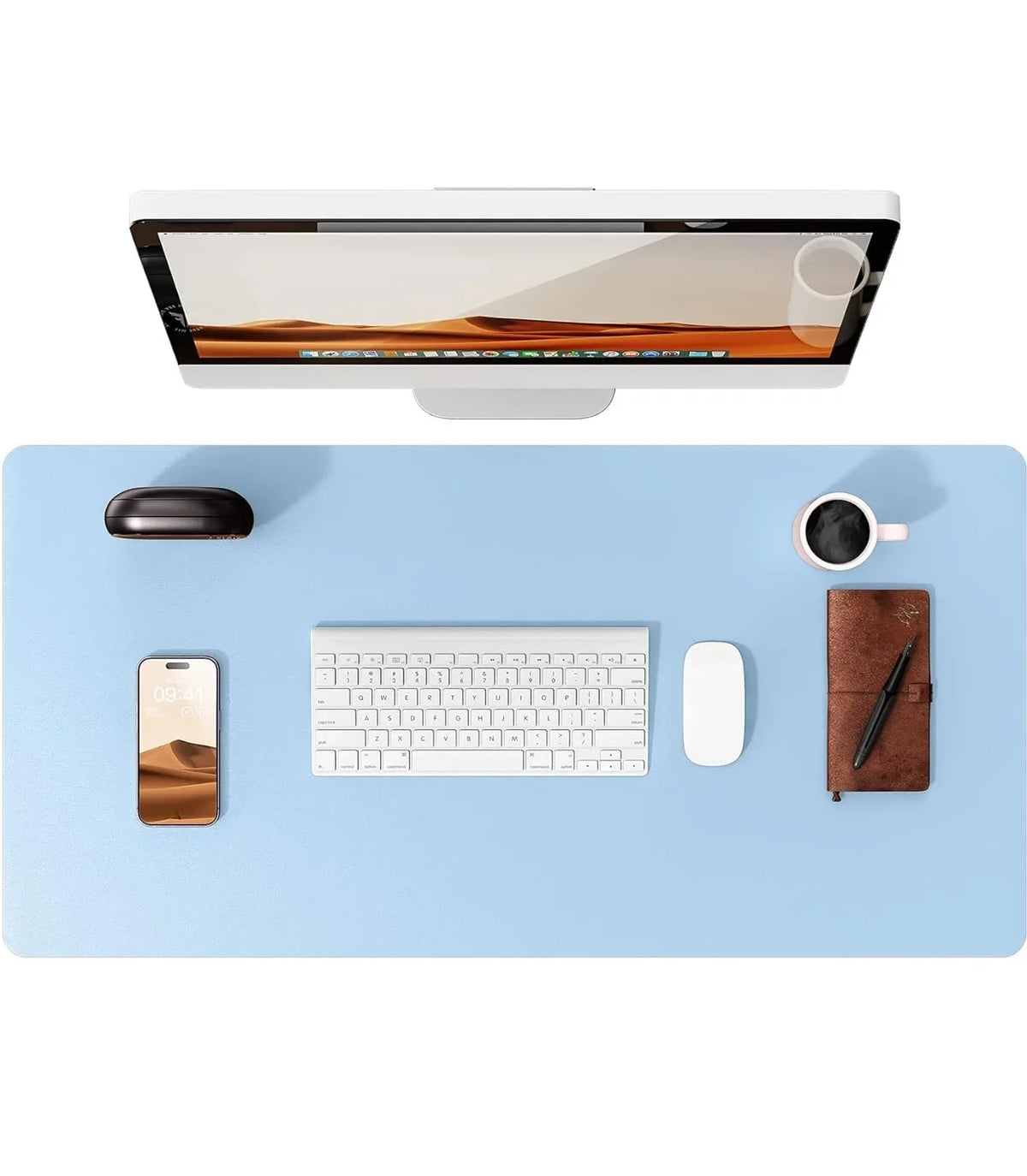Large Leather Mouse Pad Desk Mat - Non-Slip PU Leather Office Desk Protector for Laptop & Workspace Setup