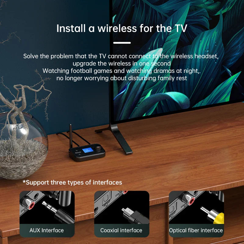 Multi-Function Bluetooth Audio Transmitter & Receiver | 3.5mm AUX, Optical, Coaxial Wireless Adapter DAC Converter for TV & PC