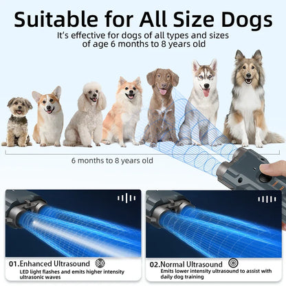 ROJECO 2 in 1 Ultrasonic Dog Repeller and Training Device – Rechargeable with Flashlight, Anti-Barking and Stop Attack