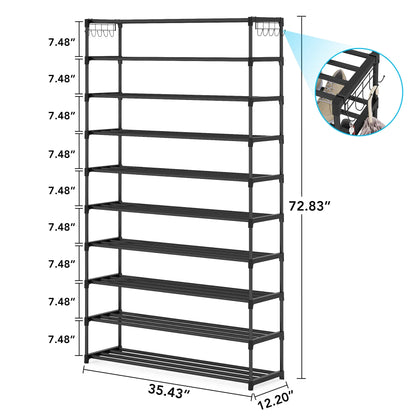 Tribesigns 10-Tier Shoe Rack Organizer – Vertical Shoe Shelf with 4 Drawer Bins, Holds 32 Pairs for Closet & Entryway