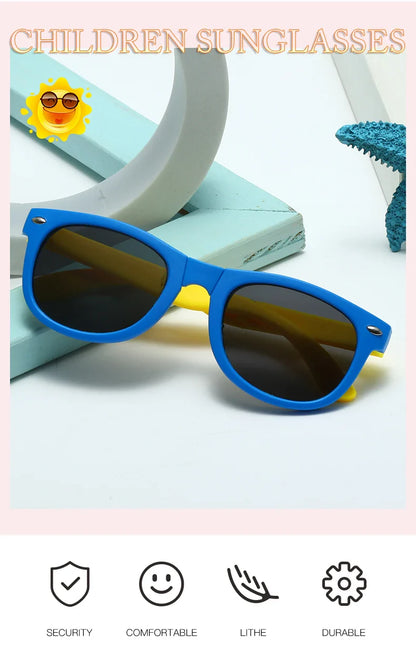 WarBlade Foldable Kids Sunglasses – Polarized UV400 Flexible Square Shades for Boys & Girls