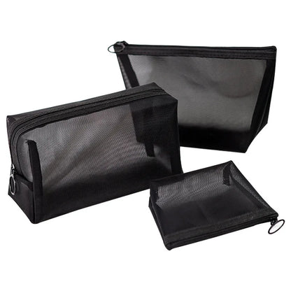 New Mesh Transparent Cosmetic Bags – Small & Large Clear Makeup Pouch, Portable Travel Toiletry Organizer with Lipstick Storage