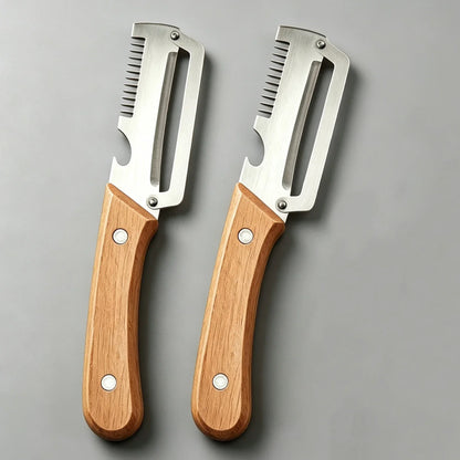 Stainless Steel Vegetable Peeler with Wooden Handle – Durable Fruit & Veg Slicer Tool for Smooth Peeling