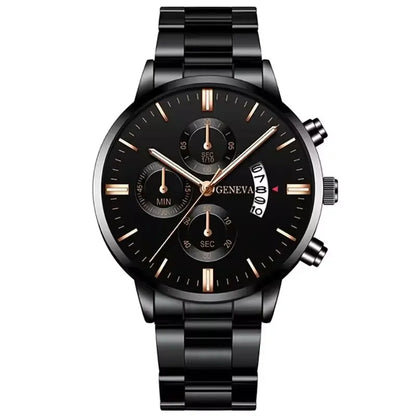 Fashion Men's Stainless Steel Watch – Luxury Quartz Wristwatch with Calendar for Business & Everyday Wear