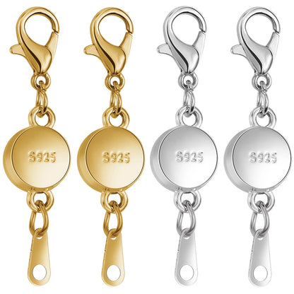925 Silver Magnetic Jewelry Clasp - Round Necklace Closure & Clasp Converter for DIY Jewelry Making