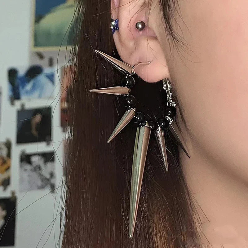 Grunge Rock Rivet Hoop Earrings – Cool Hip Hop & Punk Earrings for Women, E-Girl Fashion Korean Jewelry