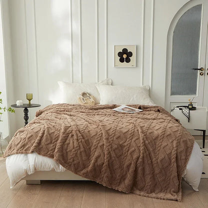 Sage Green Winter Double-Sided Lamb Wool Blanket – Thickened Flannel Throw for Sofa & Bed Cover