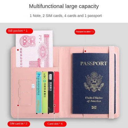 RFID Leather Passport Wallet - Vintage Multi-Function Travel Holder for Men & Women ID Bank Cards Business Accessories