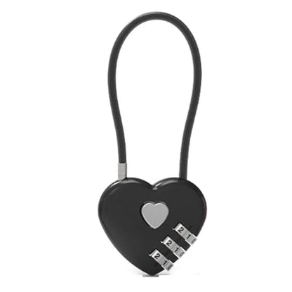 Love-Shaped Heart Code Padlock – Wedding Gift with Password Lock, Long Wire Rope for Trolley Case & Security