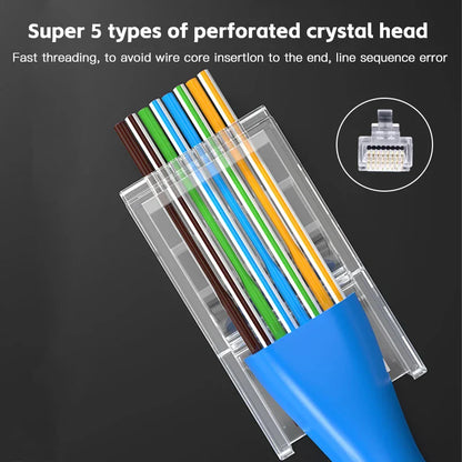 50PCS Cat6 RJ45 Connectors – Unshielded Network Cable Crystal Heads for Ethernet Cable Assembly