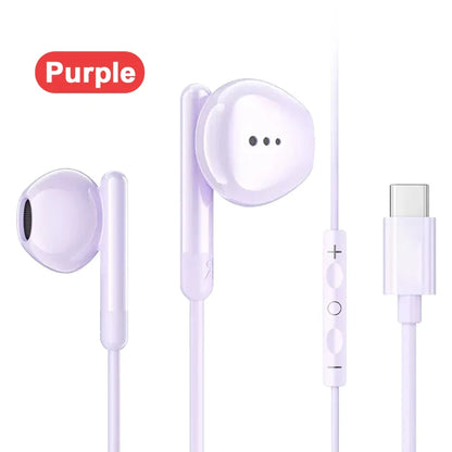 Type-C Wired Headphones for Samsung Galaxy – USB-C In-Ear Earphones HiFi Bass Stereo for S24, S23, S22, A53, A52, Note 20