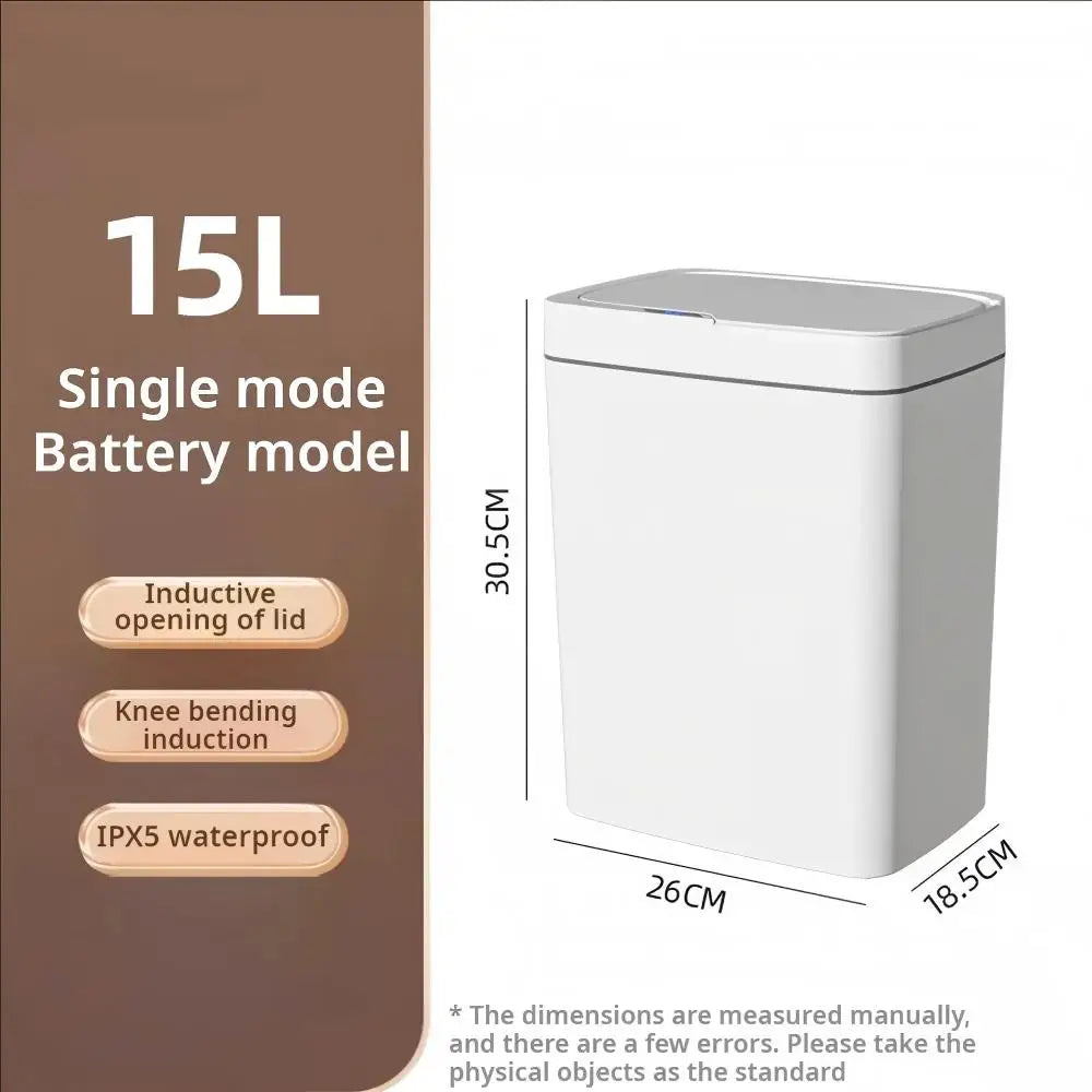 15L Smart Sensor Trash Can - Touchless Automatic Bagging Waste Bin for Bathroom & Home