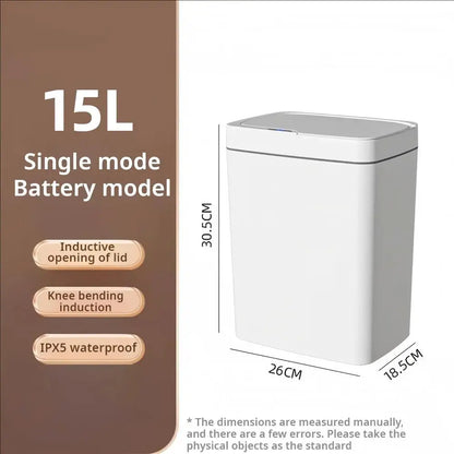 15L Smart Sensor Trash Can - Touchless Automatic Bagging Waste Bin for Bathroom & Home