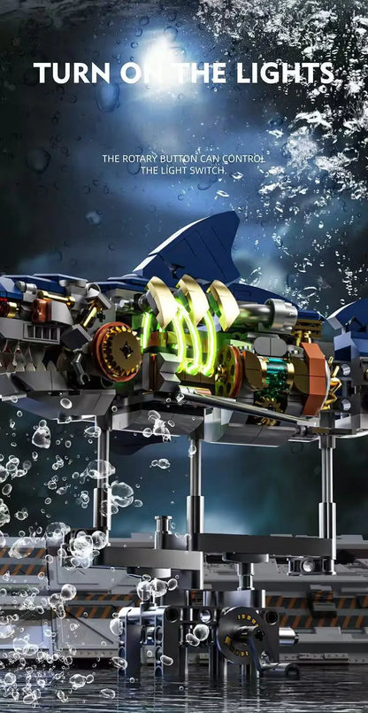 Mechanical Animal Building Blocks – T-Rex, Whale, Parrot, Devil Ray & Shark Model with Lights for Kids & Adults