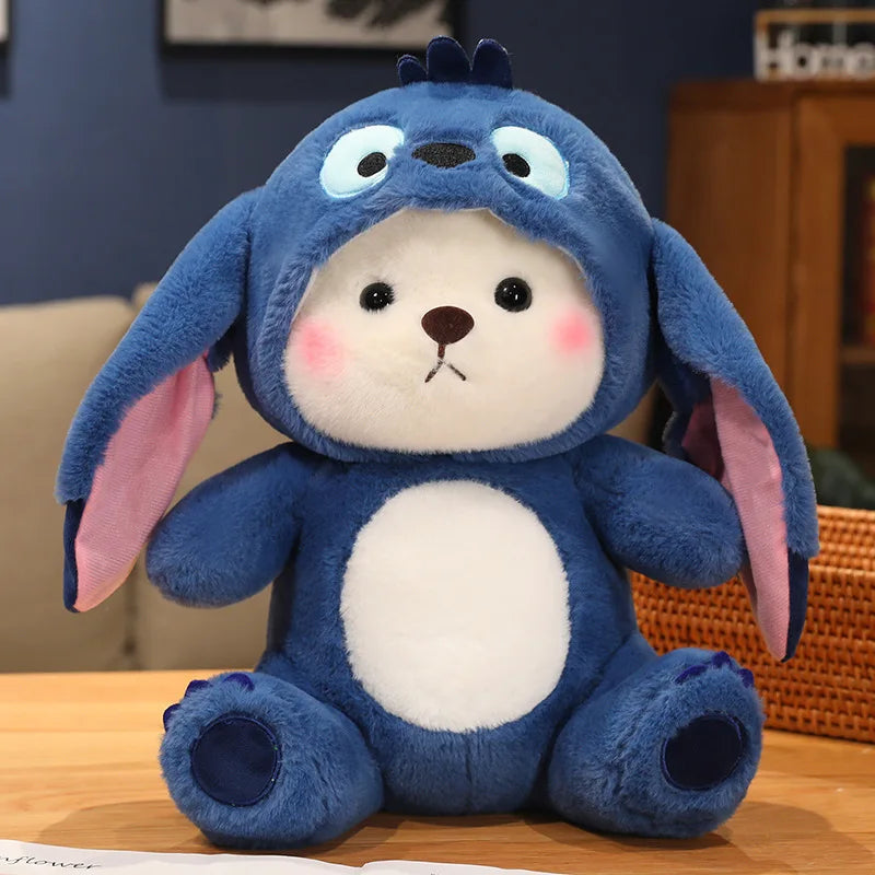 30cm Cute Bear-to-Disney Stitch Plush Toy – Soft Stuffed Cartoon Animal Doll, Perfect Birthday & Christmas Gift