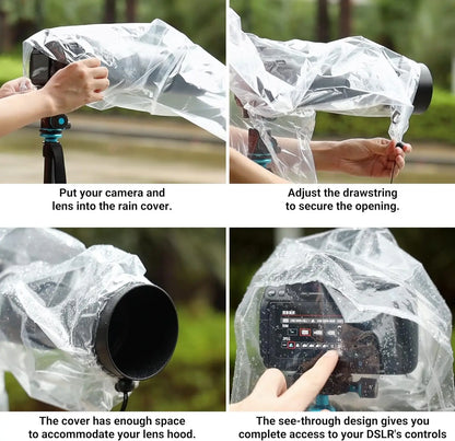 JJC 2-Pack DSLR Camera Rain Cover – Waterproof Protective Cover for Nikon, Canon, Sony & More with Lens Up to 18"